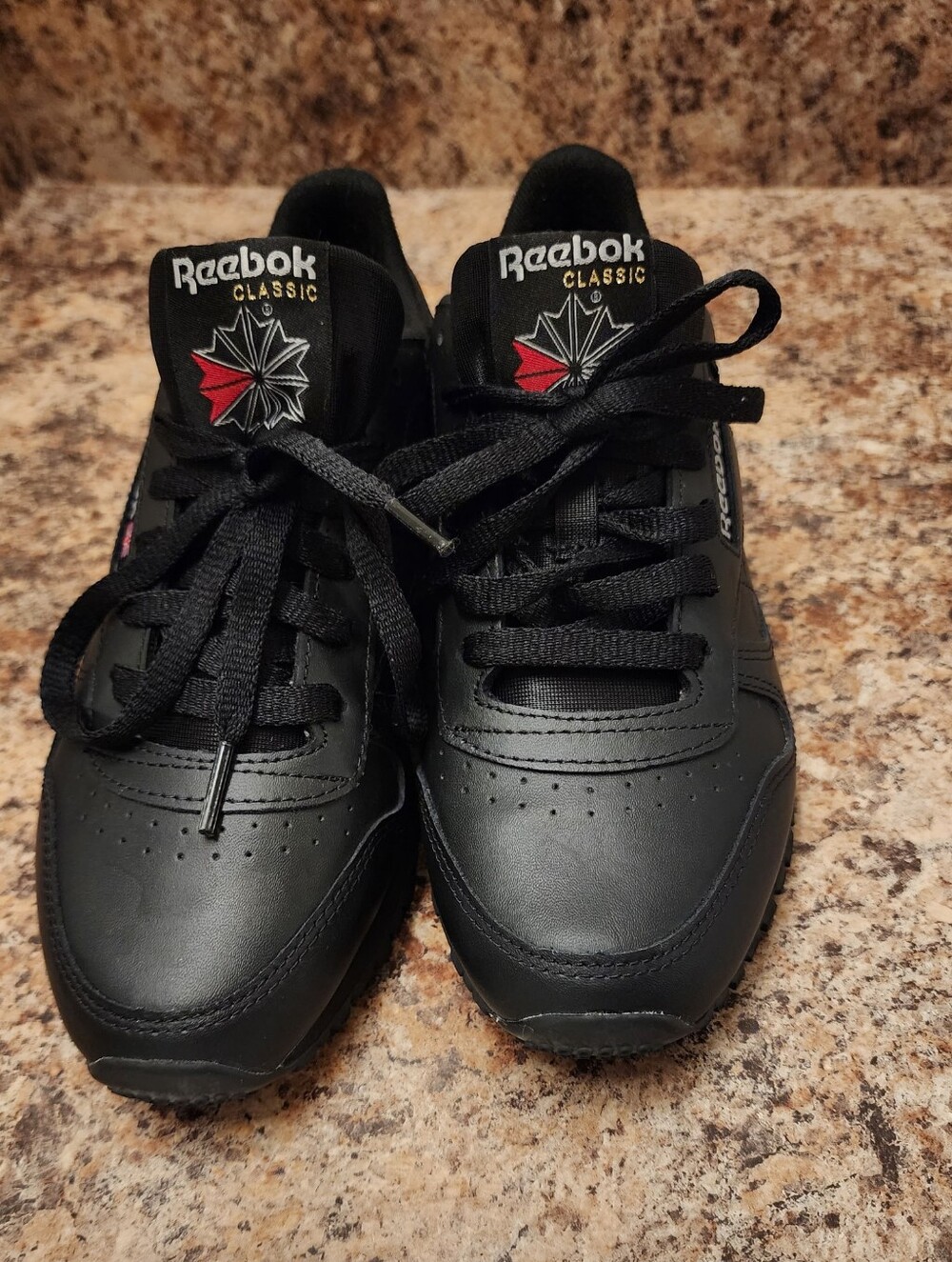 Reebok Classic Leather Black Sneakers Mens 6 Womens 7.5 GY0955